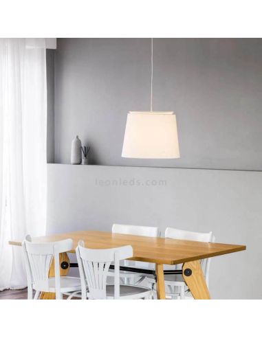 Lámpara colgante textil Savoy blanca ambiente