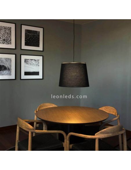Lámpara colgante textil Savoy negra ambiente
