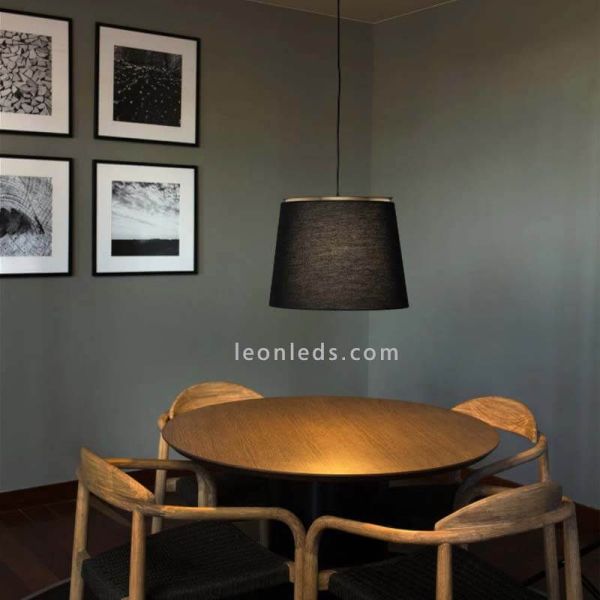 Lámpara colgante textil Savoy negra ambiente