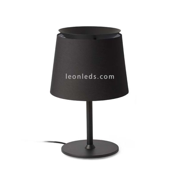 Lámpara de mesa Savoy de tela y metal negra
