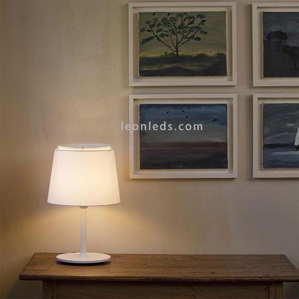 Lampe de table Savoy en tissu blanc ambiant et métal