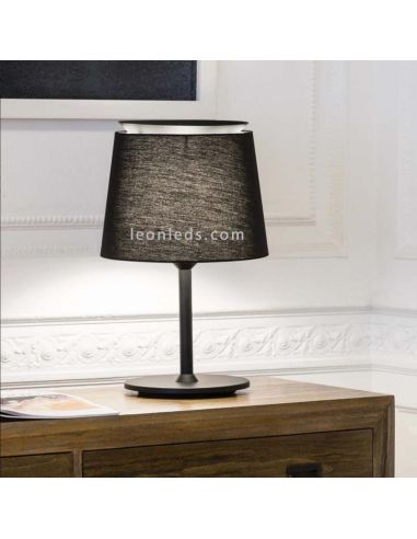 Lámpara de mesa Savoy de tela y metal negra ambiente