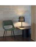 Candeeiro de mesa Savoy em tecido preto e metal Faro Barcelona