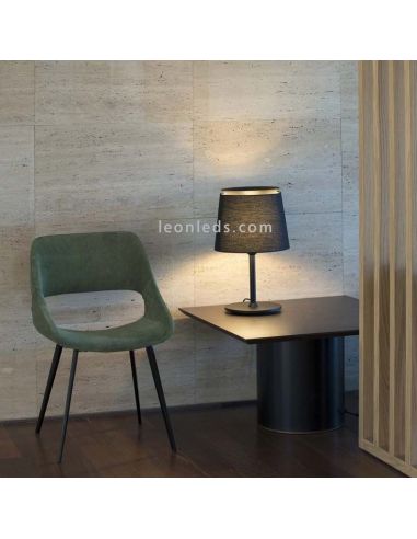 Candeeiro de mesa Savoy em tecido preto e metal Faro Barcelona