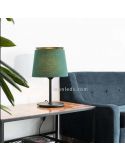 Lámpara de mesa Savoy de tela y metal verde ambiente