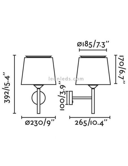 Aplique de pared de tela Savoy dimensiones