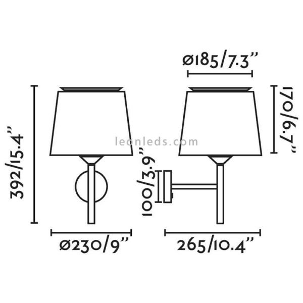 Aplique de pared de tela Savoy dimensiones