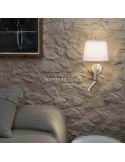 Aplique de pared de tela Savoy con brazo lector blanco ambiente