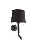 Aplique de pared de tela Savoy con brazo lector negro
