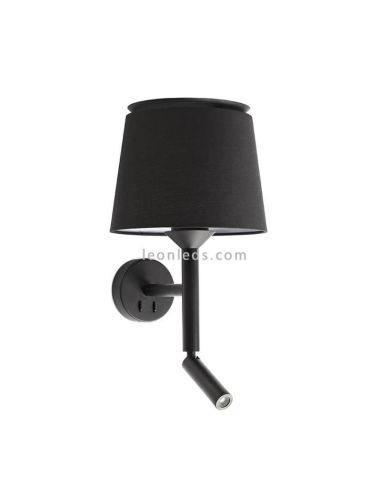 Aplique de pared de tela Savoy con brazo lector negro