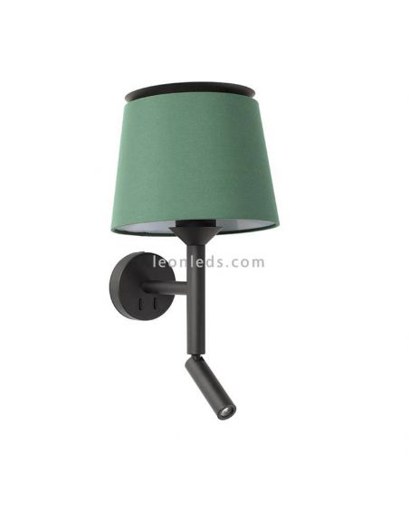Aplique de pared de tela Savoy con brazo lector verde