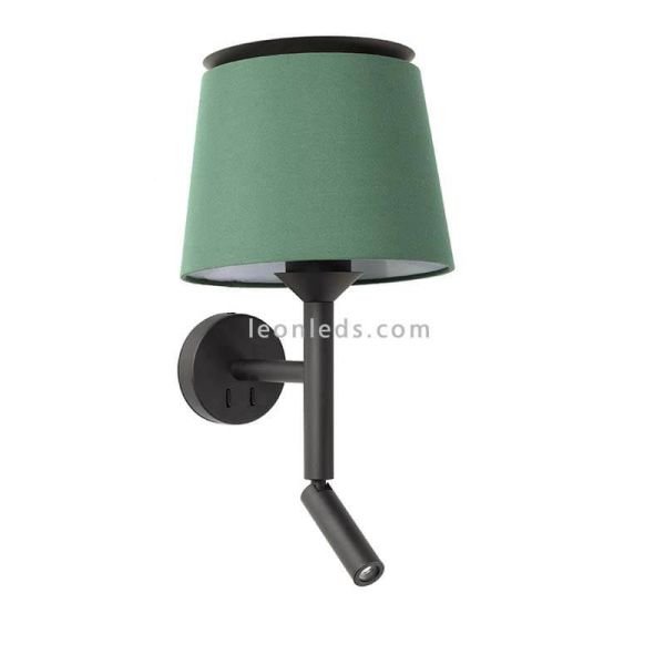 Aplique de pared de tela Savoy con brazo lector verde