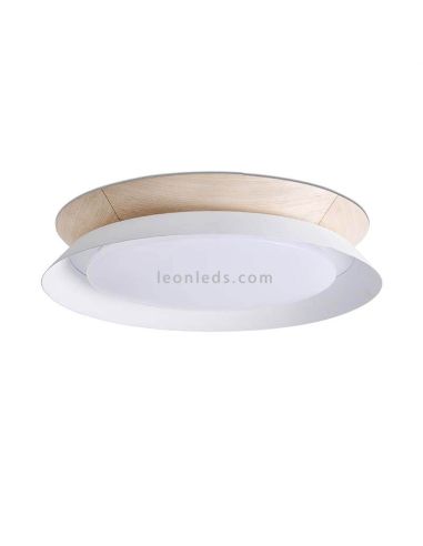 Candeeiro de tecto em madeira LED branco macio