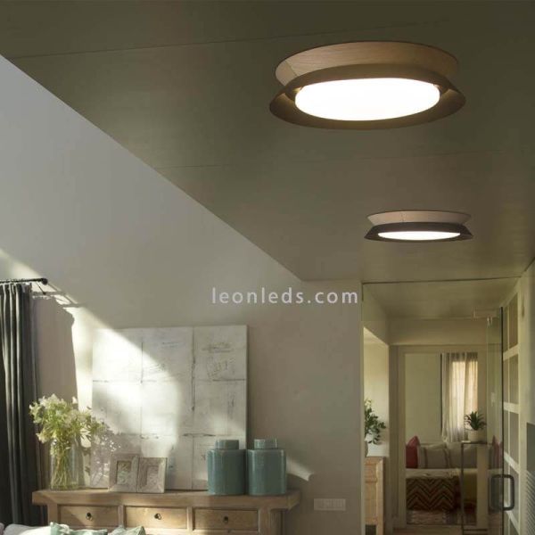 Luz de teto de LED de madeira Tender preta ambiente