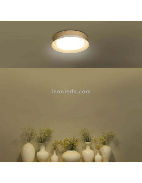 Plafón de techo LED de madera Tender blanco ambiente ACB Iluminación