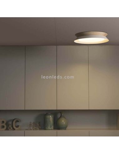 Plafón de techo LED de madera Tender blanco ambiente