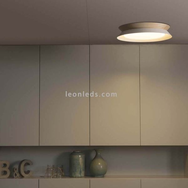 Luz de teto LED de madeira Tender branca ambiente