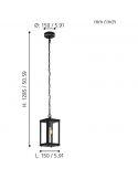Dimensiones de Lámpara de techo exterior Negra Alamonte 1 94788 Eglo | LeonLeds