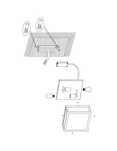 Installation de plafonnier extérieur noir en Acier et Verre Alamonte 1 94832 2XE27 Eglo | leonleds