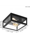 Dimensiones de Plafón exterior negro de Acero y Vidrio Alamonte 1 94832 2XE27 Eglo | LeonLeds