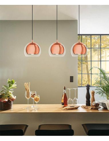 Ambiente de Lámpara de techo con 3 pantallas Cobre Rocamar 94591 Eglo | LeonLeds