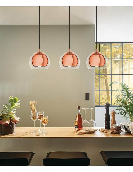 Ambiente de Lámpara de techo con 3 pantallas Cobre Rocamar 94591 Eglo | LeonLeds