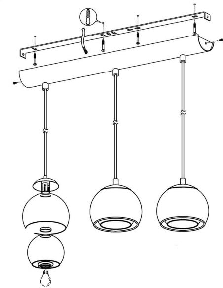 Installation de Plafonnier avec 3 abat-jour en cuivre Rocamar 94591 Eglo | leonleds