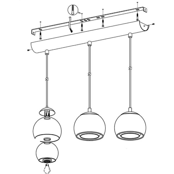 Instalación de Lámpara de techo con 3 pantallas Cobre Rocamar 94591 Eglo | LeonLeds