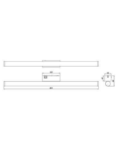 Dimensiones de Baño con dos espejos y dos Apliques LED para espejo de baño con interruptor Mattimo Trio Lighting | LeonLeds