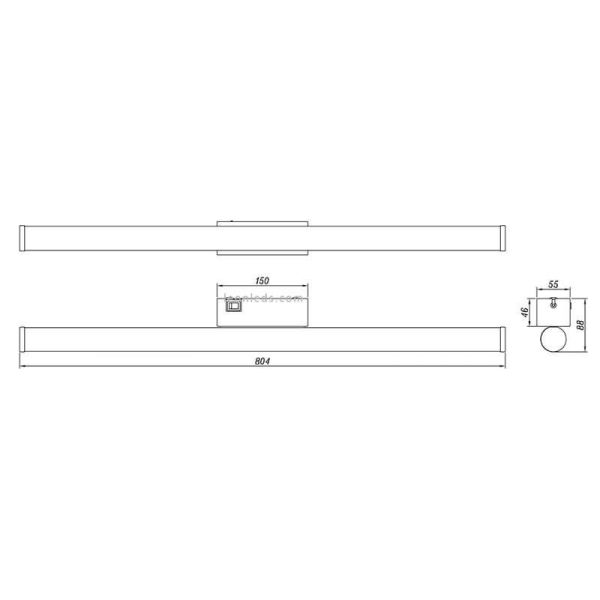 Dimensions de la salle de bain avec deux miroirs et deux appliques LED pour miroir de salle de bain avec interrupteur Mattimo Tr