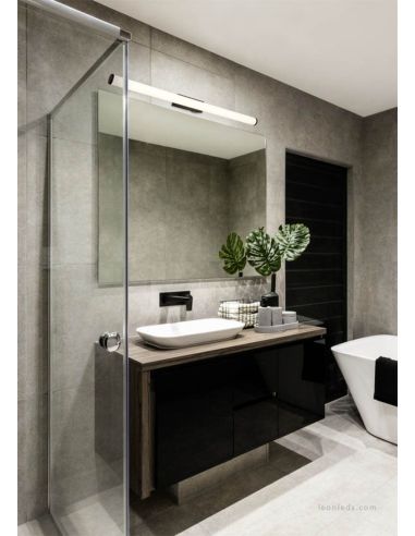 Baño con Aplique LED para espejo de baño con interruptor Mattimo negro Trio Lighting | LeonLeds