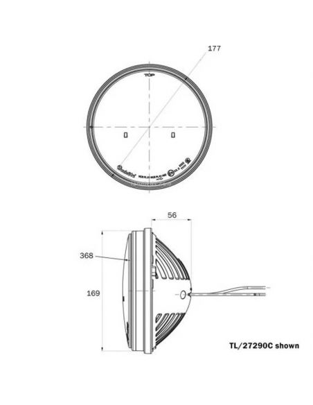Dimensões Farol redondo 7'' LED 10-30V Homologado H4 TL/27 | leonleds