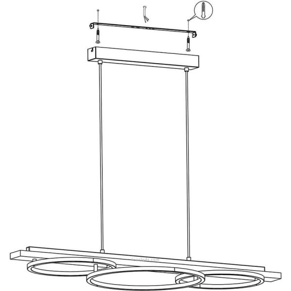 Como instalar candeeiro de teto LED com 3 argolas pretas Boyal 25W 3.600Lm Eglo | leonleds