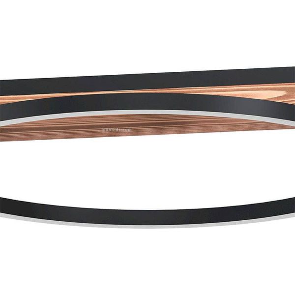 Detalhe do candeeiro de teto LED com 3 argolas pretas Boyal 25W 3.600Lm Eglo | leonleds