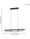 Dimensiones Lámpara de techo LED con 3 aros negros Boyal 25W 3.600Lm Eglo | LeonLeds