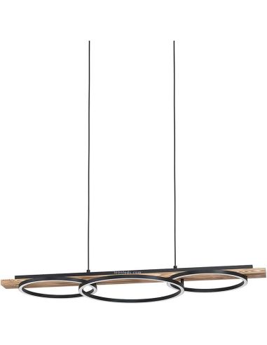 Luminária de teto LED com 3 anéis pretos Boyal 25W 3.600Lm Eglo | leonleds