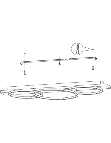 Como instalar Plafón LED con 3 aros negros Boyal 24W 3.400Lm madera ennegrecida | LeonLeds