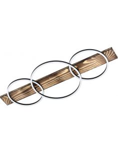 Plafón LED con 3 aros negros Boyal 24W 3.400Lm madera ennegrecida | LeonLeds