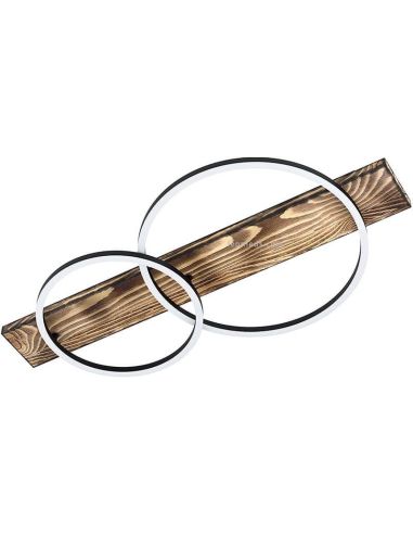 Plafonnier LED bois et noir Boyal 12W 1700Lm Eglo | leonleds