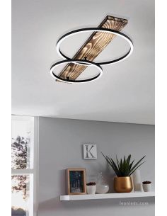 Plafón LED de madera y negro Boyal 12W 1700Lm Eglo | LeonLeds 2