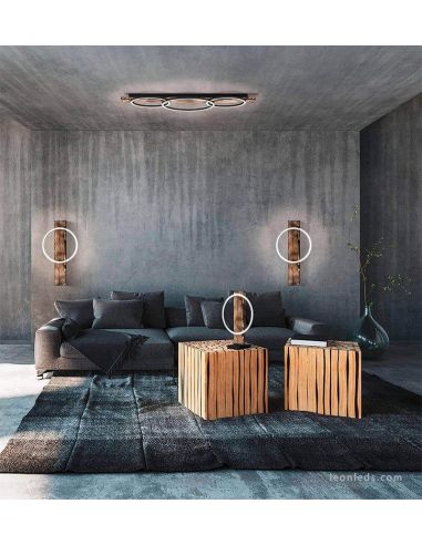 Aplique interior LED de madera ennegrecida y negro Boyal 12W 1700Lm 99353 | LeonLeds