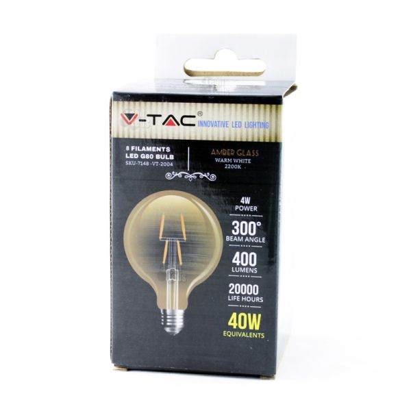 Bombilla Led E27 G80 -4W- Filamento 300º 