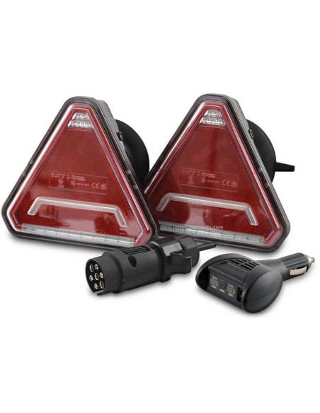 Pilotos LED con triangulo inalámbricos Connix Plus con sujección magnetica 12V 5 Funciones 162710 | LeonLeds