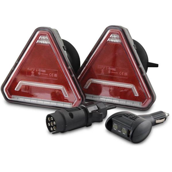 Pilotos LED con triangulo inalámbricos Connix Plus con sujección magnetica 12V 5 Funciones 162710 | LeonLeds