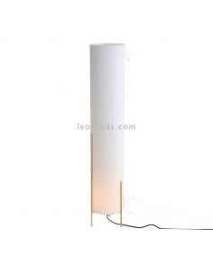 Lampadaire avec abat-jour en tissu Naos blanc et doré