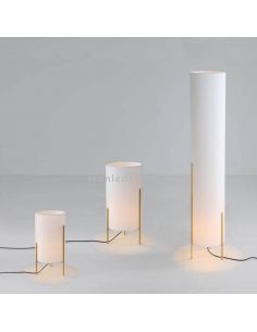 Lampadaire avec abat-jour en tissu Naos blanc et doré 2