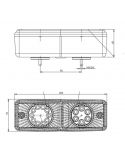 Dimensiones de Piloto trasero LED para tractor rectangular 487 12V-24V 3 Funciones | LeonLeds