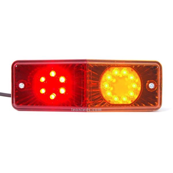 Piloto trasero LED para tractor rectangular 487 12V-24V 3 Funciones | LeonLeds