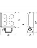 Dimensiones Faro de trabajo LED pequeño 550Lm VX70-WD LEDWL103-WD Pack 2 Unidades Osram | LeonLeds