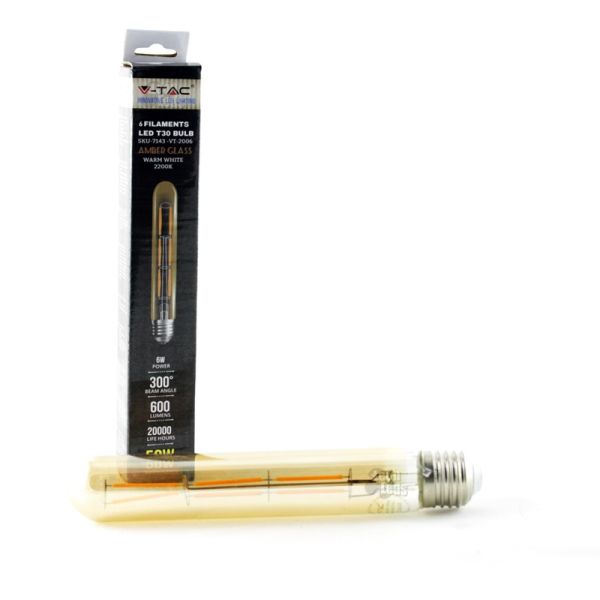 Bombilla Led E27 T30 -6W- Filamento 360º 